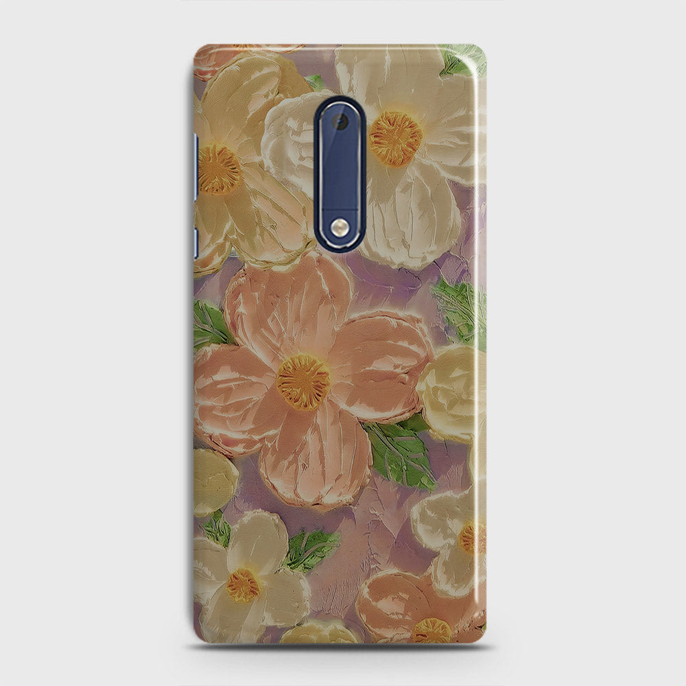 Nokia 5 Cover - Floral Series - Design 11 - White & Green - Matte Finish - Snap On Hard Case with LifeTime Colors Guarantee