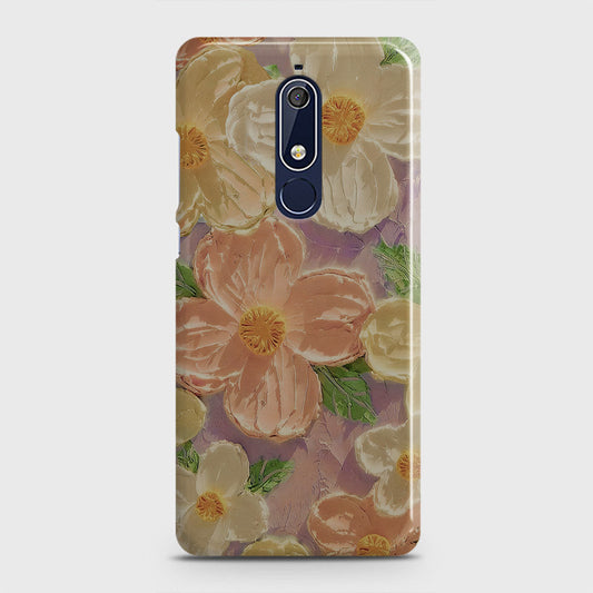 Nokia 5.1 Cover - Floral Series - Design 11 - White & Green - Matte Finish - Snap On Hard Case with LifeTime Colors Guarantee