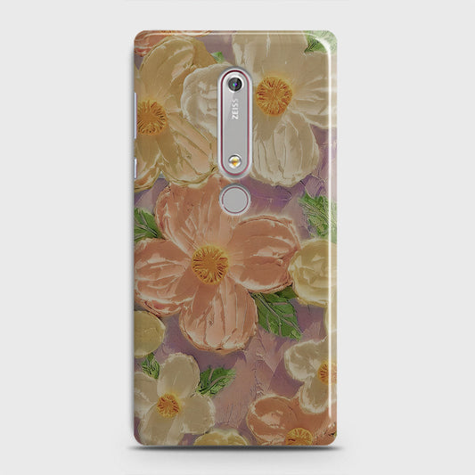 Nokia 6.1 Cover - Floral Series - Design 11 - White & Green - Matte Finish - Snap On Hard Case with LifeTime Colors Guarantee