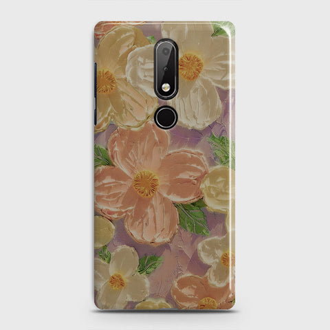 Nokia 7.1 Cover - Floral Series - Design 11 - White & Green - Matte Finish - Snap On Hard Case with LifeTime Colors Guarantee