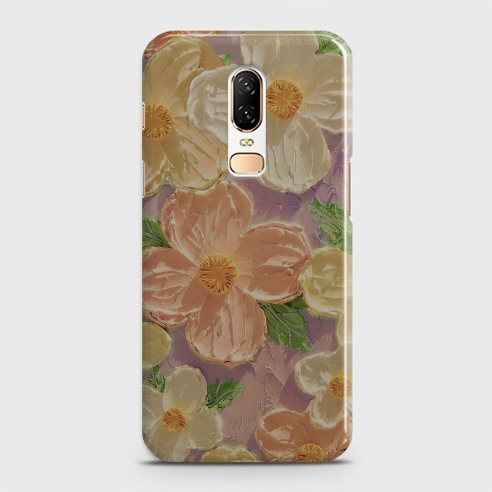 OnePlus 6  Cover - Floral Series - Design 11 - White & Green - Matte Finish - Snap On Hard Case with LifeTime Colors Guarantee