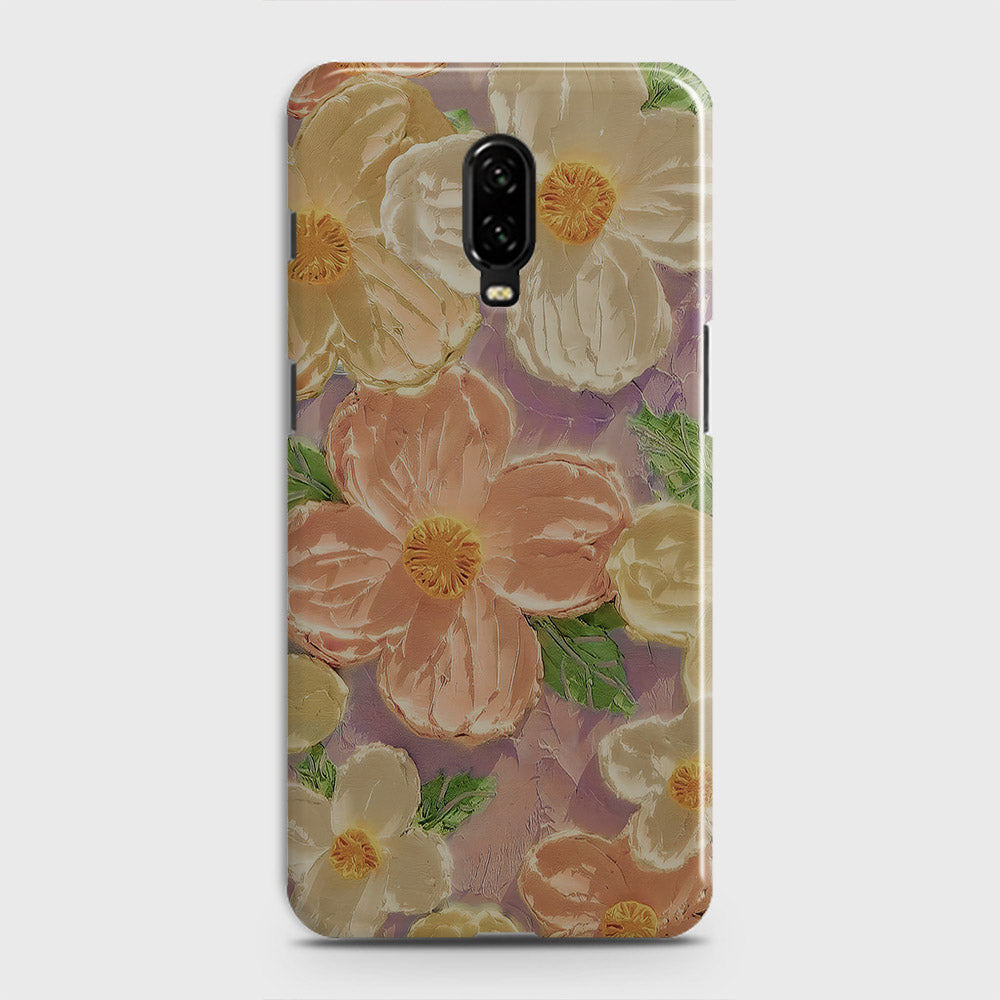 OnePlus 6T  Cover - Floral Series - Design 11 - White & Green - Matte Finish - Snap On Hard Case with LifeTime Colors Guarantee