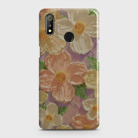 Realme 3 Cover - Floral Series - Design 11 - White & Green - Matte Finish - Snap On Hard Case with LifeTime Colors Guarantee