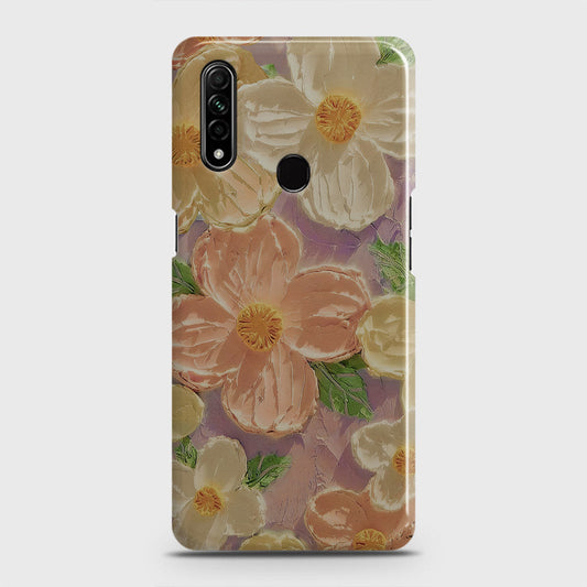 Oppo A8 Cover - Floral Series - Design 11 - White & Green - Matte Finish - Snap On Hard Case with LifeTime Colors Guarantee