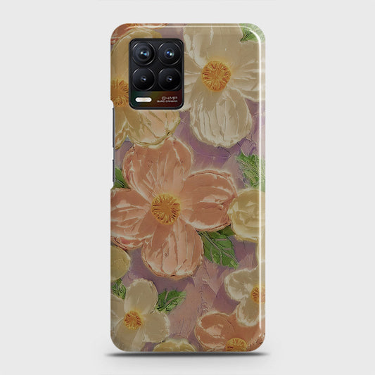 Realme 8 Cover - Floral Series - Design 11 - White & Green - Matte Finish - Snap On Hard Case with LifeTime Colors Guarantee