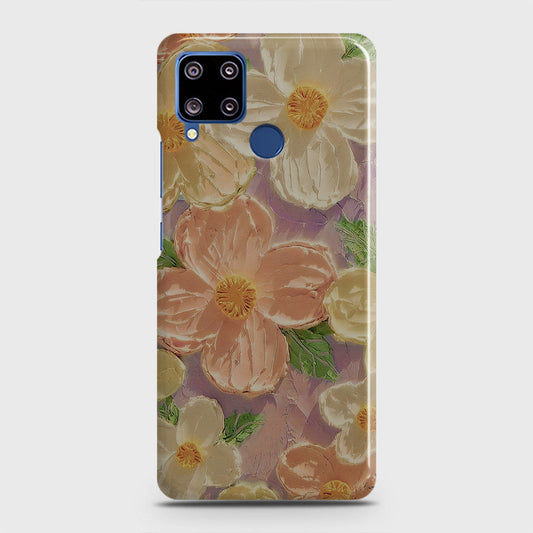 Realme C15 Cover - Floral Series - Design 11 - White & Green - Matte Finish - Snap On Hard Case with LifeTime Colors Guarantee