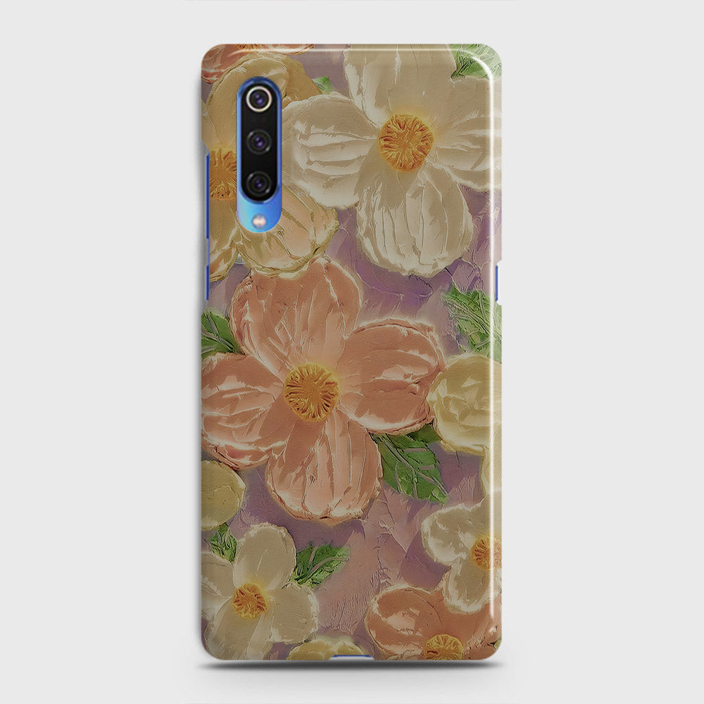 Xiaomi Mi 9 Cover - Floral Series - Design 11 - White & Green - Matte Finish - Snap On Hard Case with LifeTime Colors Guarantee