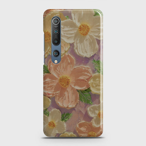 Xiaomi Mi 10 Cover - Floral Series - Design 11 - White & Green - Matte Finish - Snap On Hard Case with LifeTime Colors Guarantee