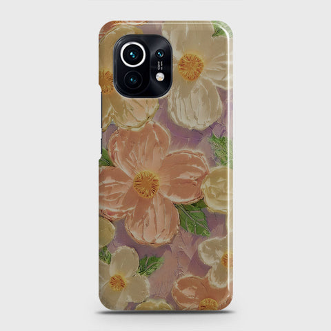 Xiaomi Mi 11 Cover - Floral Series - Design 11 - White & Green - Matte Finish - Snap On Hard Case with LifeTime Colors Guarantee