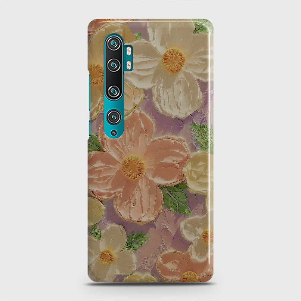 Xiaomi Mi Note 10 Cover - Floral Series - Design 11 - White & Green - Matte Finish - Snap On Hard Case with LifeTime Colors Guarantee