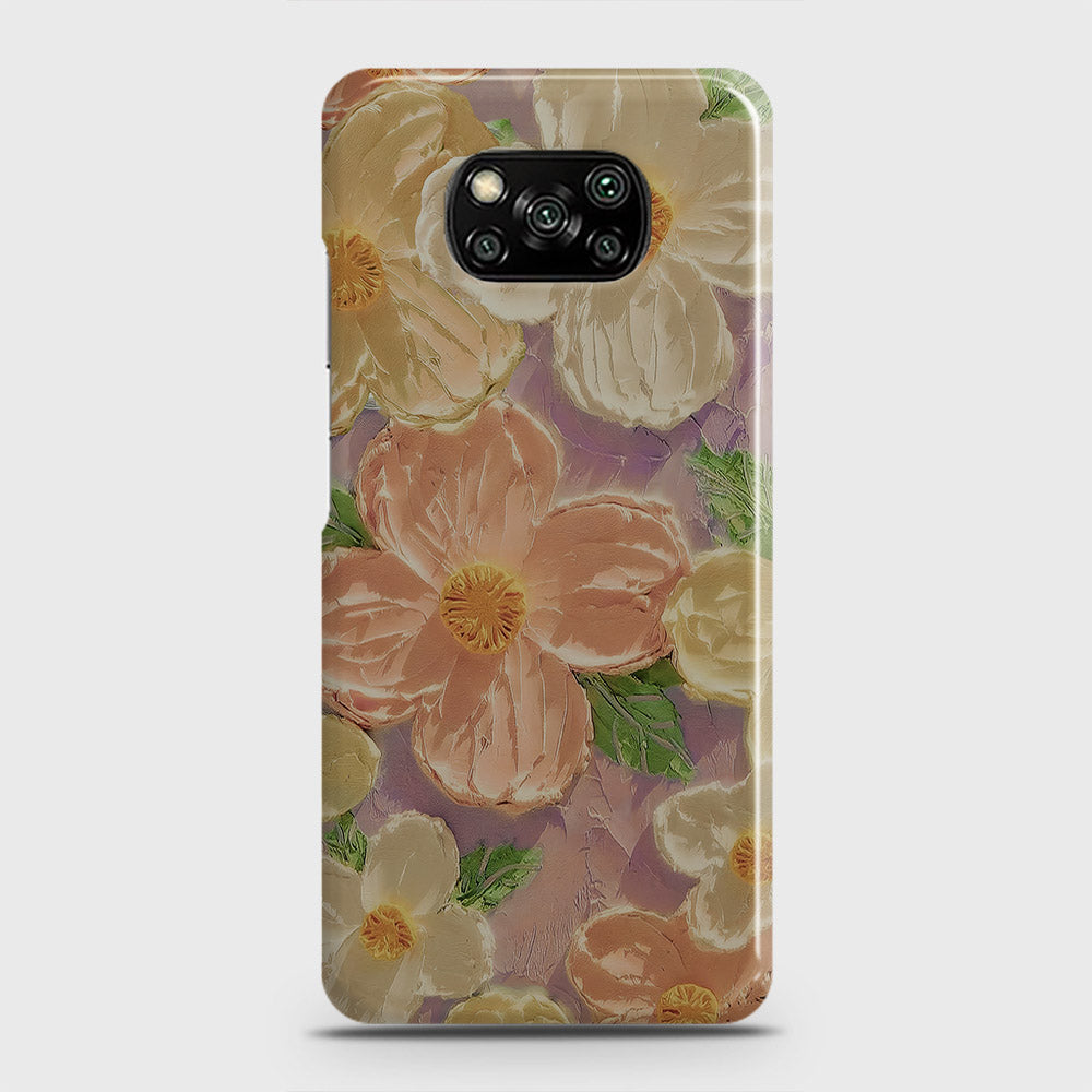 Xiaomi Poco X3 Cover - Floral Series - Design 11 - White & Green - Matte Finish - Snap On Hard Case with LifeTime Colors Guarantee