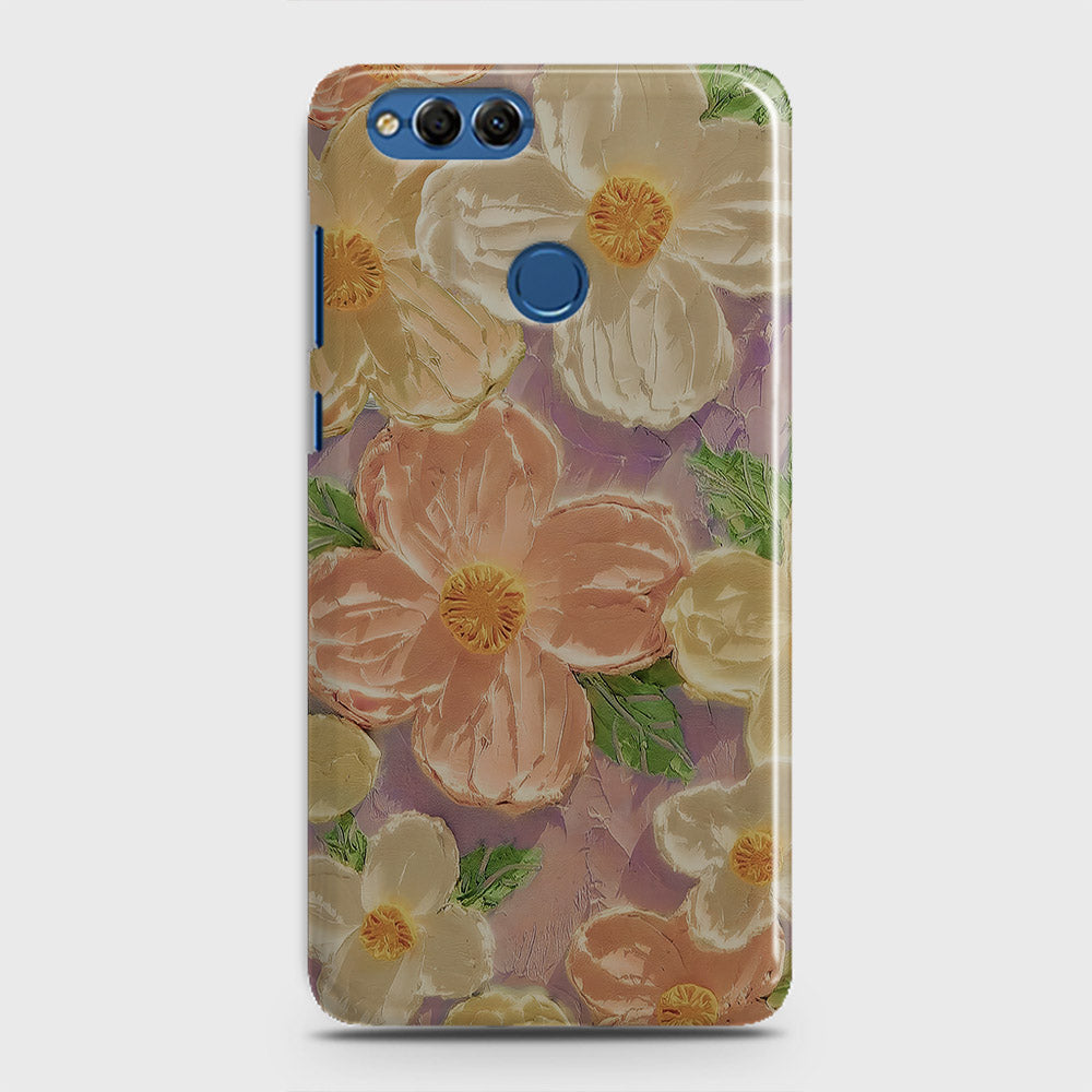 Huawei Honor 7X Cover - Floral Series - Design 11 - White & Green - Matte Finish - Snap On Hard Case with LifeTime Colors Guarantee