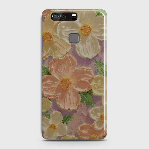 Huawei P9 Cover - Floral Series - Design 11 - White & Green - Matte Finish - Snap On Hard Case with LifeTime Colors Guarantee