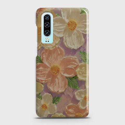 Huawei P30 Cover - Floral Series - Design 11 - White & Green - Matte Finish - Snap On Hard Case with LifeTime Colors Guarantee