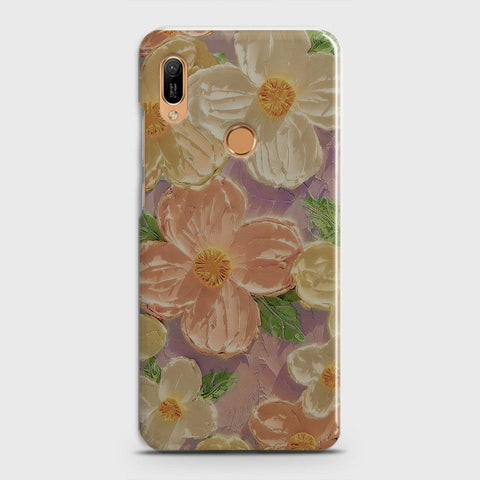 Huawei Y6 2019 Cover - Floral Series - Design 11 - White & Green - Matte Finish - Snap On Hard Case with LifeTime Colors Guarantee