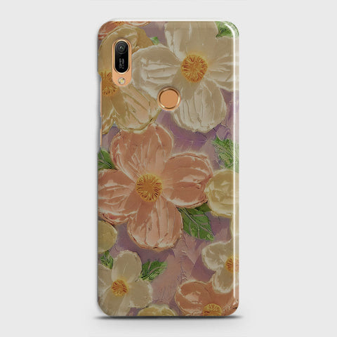 Huawei Y6 Prime 2019 Cover - Floral Series - Design 11 - White & Green - Matte Finish - Snap On Hard Case with LifeTime Colors Guarantee