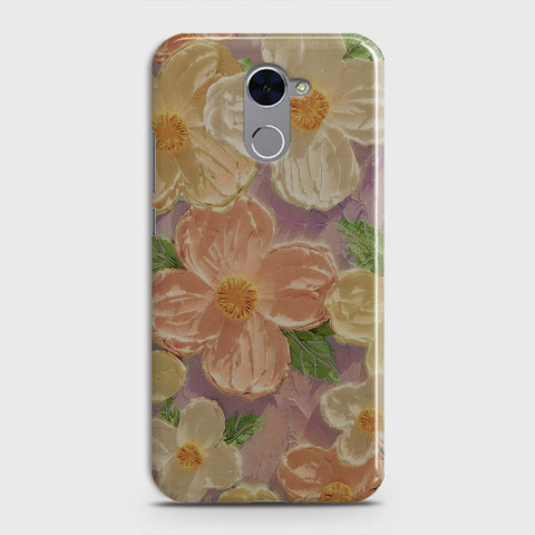 Huawei Y7 Prime  Cover - Floral Series - Design 11 - White & Green - Matte Finish - Snap On Hard Case with LifeTime Colors Guarantee