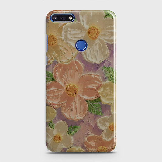 Huawei Honor 7C Cover - Floral Series - Design 11 - White & Green - Matte Finish - Snap On Hard Case with LifeTime Colors Guarantee