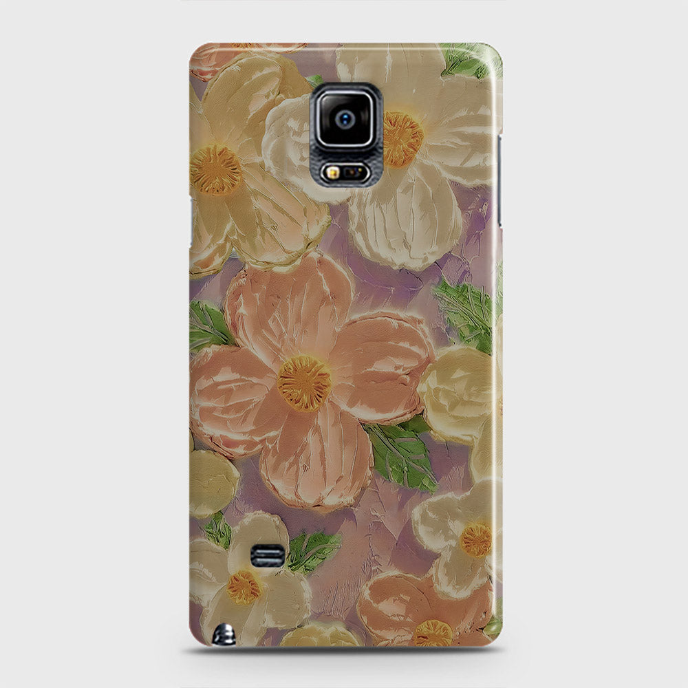 Samsung Galaxy Note 4 Cover - Floral Series - Design 11 - White & Green - Matte Finish - Snap On Hard Case with LifeTime Colors Guarantee