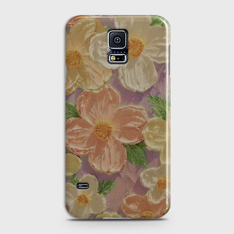 Samsung Galaxy S5 Cover - Floral Series - Design 11 - White & Green - Matte Finish - Snap On Hard Case with LifeTime Colors Guarantee