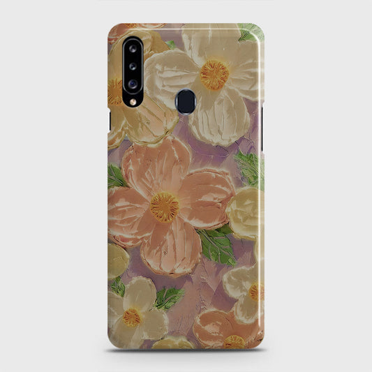 Samsung Galaxy A20s Cover - Floral Series - Design 11 - White & Green - Matte Finish - Snap On Hard Case with LifeTime Colors Guarantee