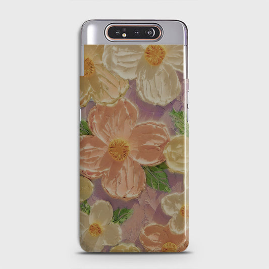 Samsung Galaxy A80 Cover - Floral Series - Design 11 - White & Green - Matte Finish - Snap On Hard Case with LifeTime Colors Guarantee