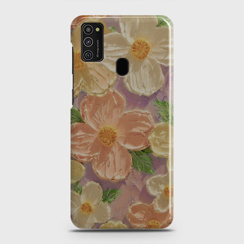 Samsung Galaxy M21 Cover - Floral Series - Design 11 - White & Green - Matte Finish - Snap On Hard Case with LifeTime Colors Guarantee