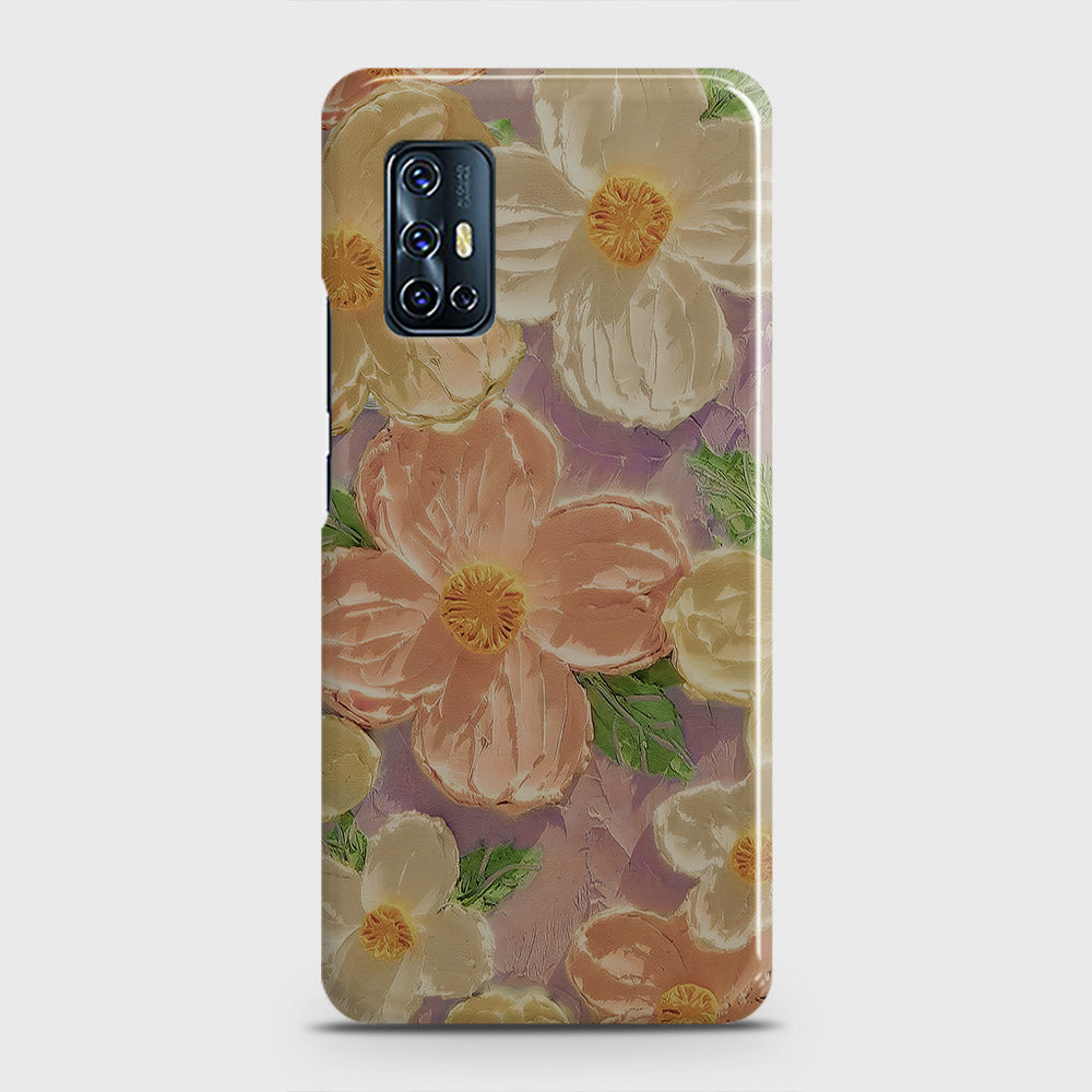 Vivo V17 Cover - Floral Series - Design 11 - White & Green - Matte Finish - Snap On Hard Case with LifeTime Colors Guarantee