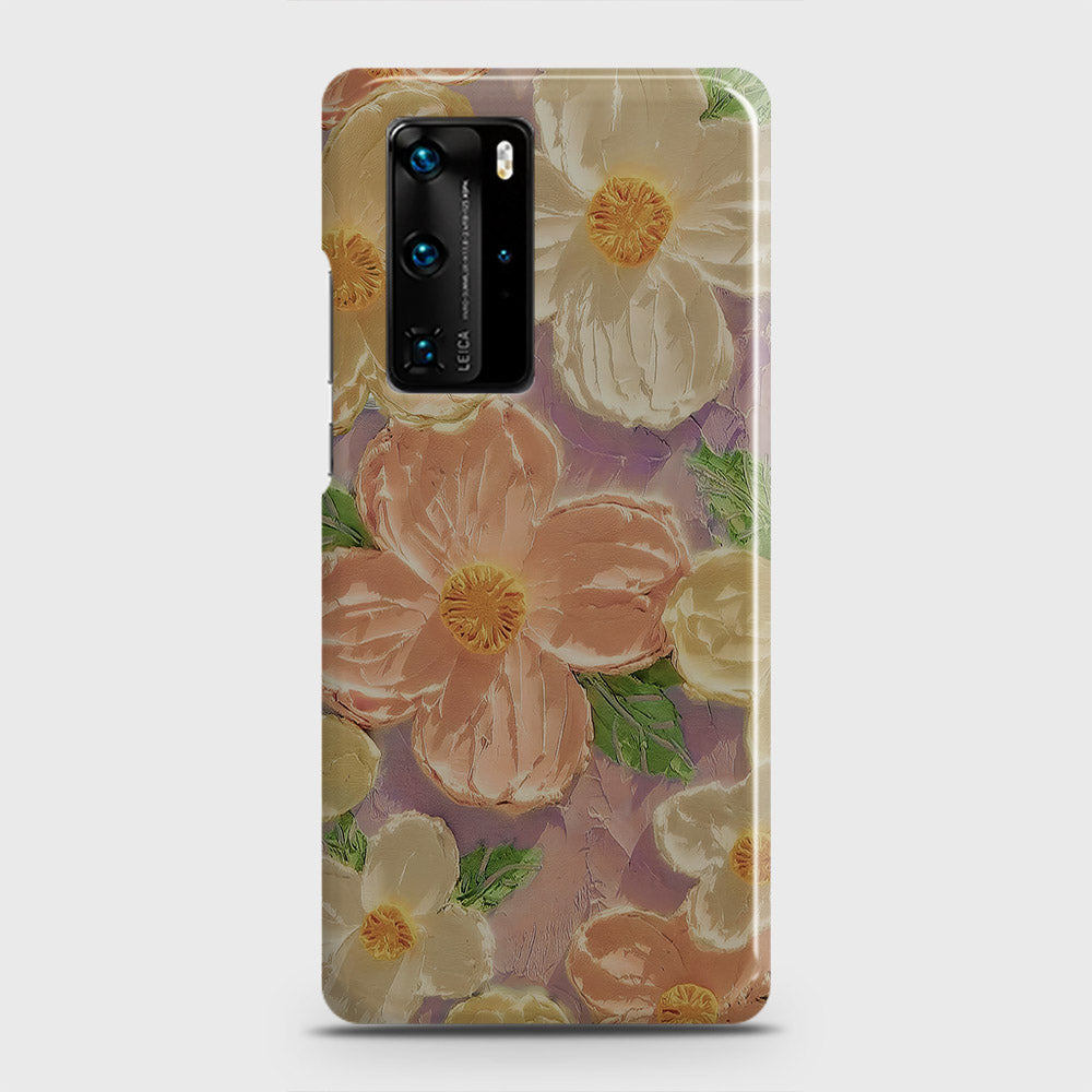 Huawei P40 Pro Cover - Floral Series - Design 11 - White & Green - Matte Finish - Snap On Hard Case with LifeTime Colors Guarantee