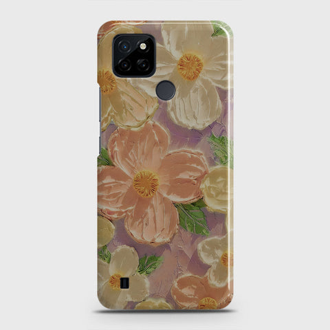 Realme C25Y Cover - Floral Series - Design 11 - White & Green - Matte Finish - Snap On Hard Case with LifeTime Colors Guarantee