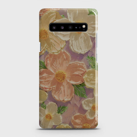 Samsung Galaxy S10 5G Cover - Floral Series - Design 11 - White & Green - Matte Finish - Snap On Hard Case with LifeTime Colors Guarantee