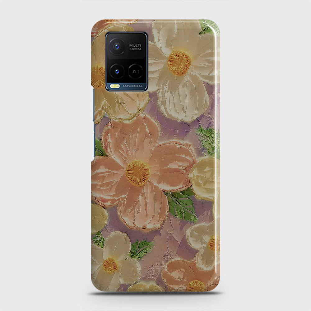 Vivo Y21G Cover - Floral Series - Design 11 - White & Green - Matte Finish - Snap On Hard Case with LifeTime Colors Guarantee