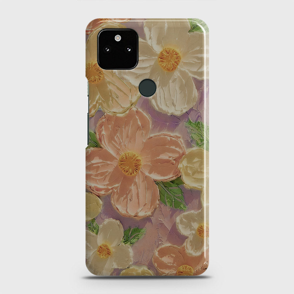 Google Pixel 5a 5G Cover - Floral Series - Design 11 - White & Green - Matte Finish - Snap On Hard Case with LifeTime Colors Guarantee