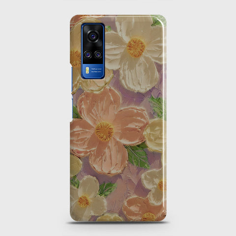 Vivo Y33  Cover - Floral Series - Design 11 - White & Green - Matte Finish - Snap On Hard Case with LifeTime Colors Guarantee