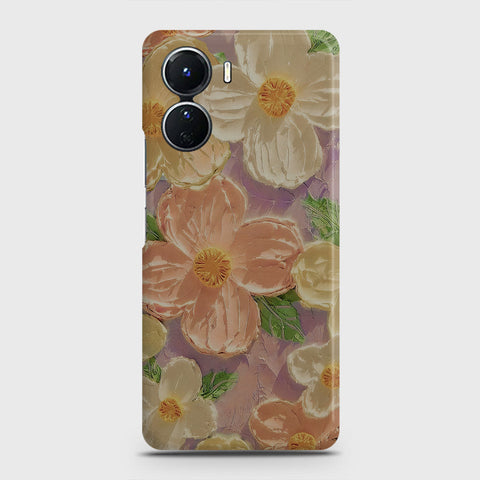 Vivo Y16 Cover - Floral Series - Design 11 - White & Green - Matte Finish - Snap On Hard Case with LifeTime Colors Guarantee