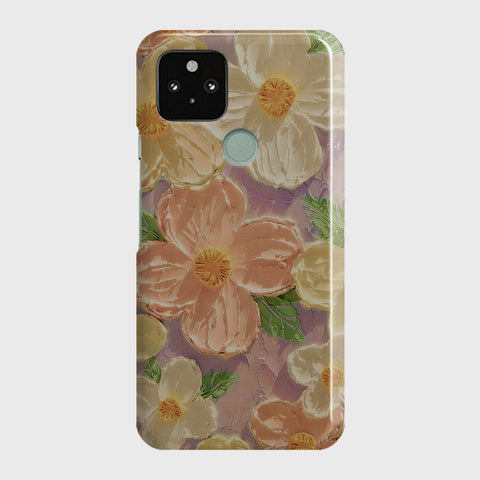 Google Pixel 5 XL Cover - Floral Series - Design 11 - White & Green - Matte Finish - Snap On Hard Case with LifeTime Colors Guarantee