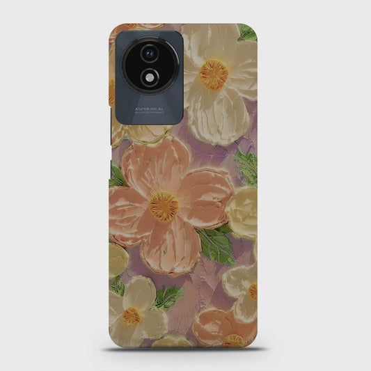 Vivo Y02 Cover - Floral Series - Design 11 - White & Green - Matte Finish - Snap On Hard Case with LifeTime Colors Guarantee