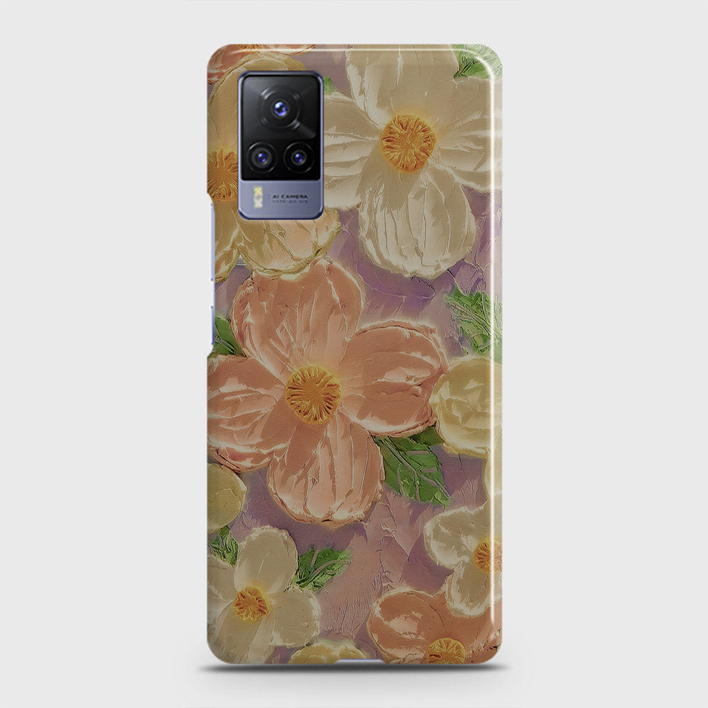 Vivo X60 Pro  Cover - Floral Series - Design 11 - White & Green - Matte Finish - Snap On Hard Case with LifeTime Colors Guarantee