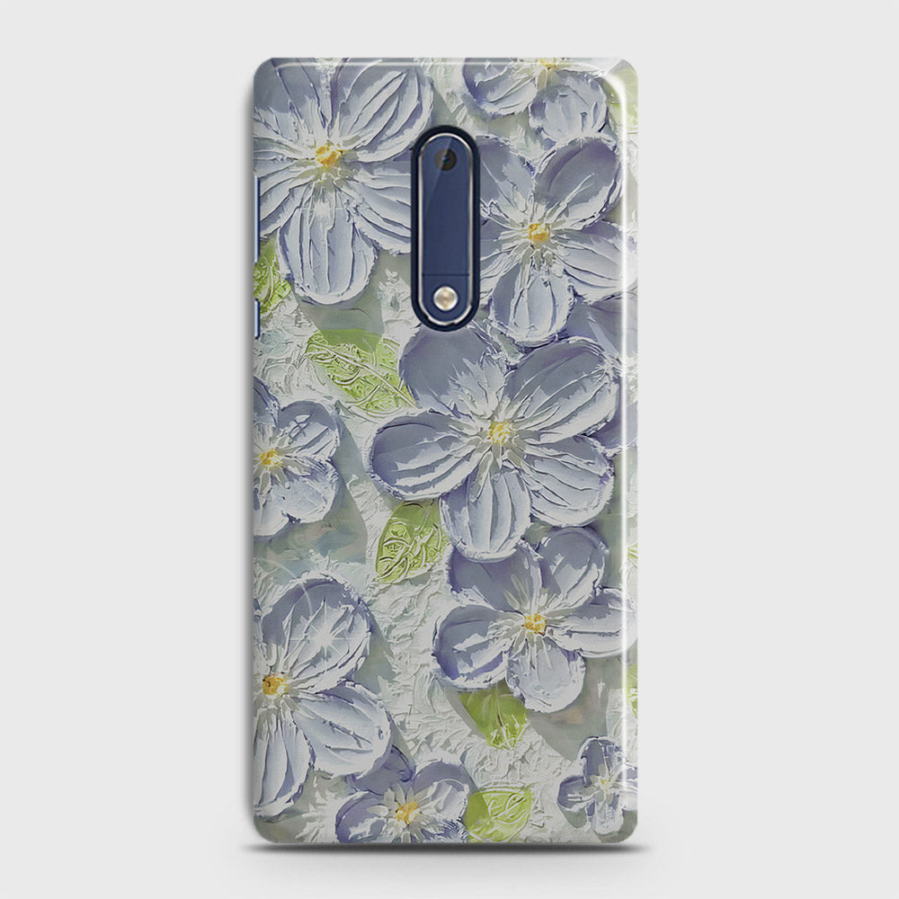 Nokia 5 Cover - Floral Series - Design 12 - Purple & Green - Matte Finish - Snap On Hard Case with LifeTime Colors Guarantee