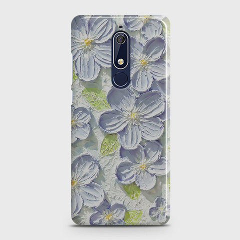 Nokia 5.1 Cover - Floral Series - Design 12 - Purple & Green - Matte Finish - Snap On Hard Case with LifeTime Colors Guarantee