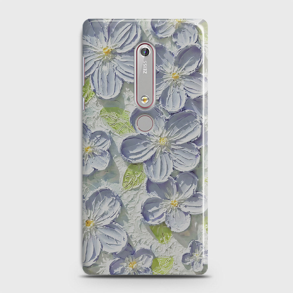 Nokia 6.1 Cover - Floral Series - Design 12 - Purple & Green - Matte Finish - Snap On Hard Case with LifeTime Colors Guarantee