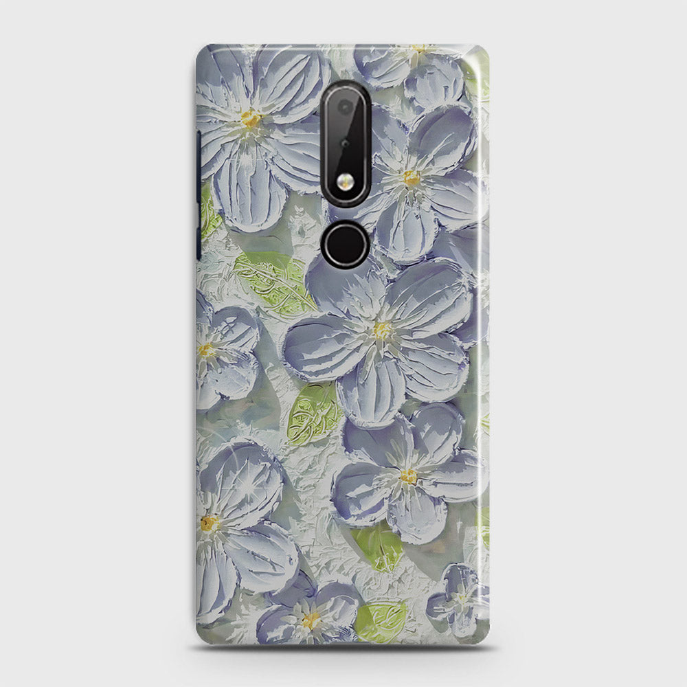 Nokia 7.1 Cover - Floral Series - Design 12 - Purple & Green - Matte Finish - Snap On Hard Case with LifeTime Colors Guarantee