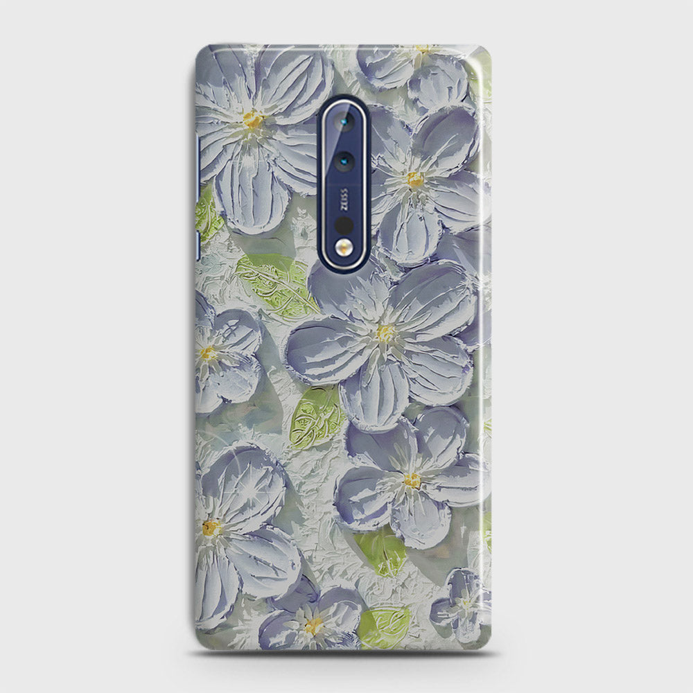 Nokia 8 Cover - Floral Series - Design 12 - Purple & Green - Matte Finish - Snap On Hard Case with LifeTime Colors Guarantee