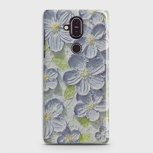 Nokia 8.1 Cover - Floral Series - Design 12 - Purple & Green - Matte Finish - Snap On Hard Case with LifeTime Colors Guarantee