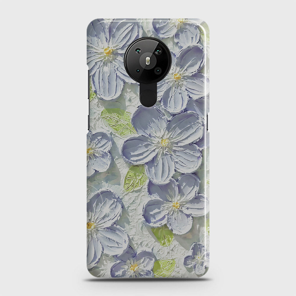 Nokia 5.3  Cover - Floral Series - Design 12 - Purple & Green - Matte Finish - Snap On Hard Case with LifeTime Colors Guarantee