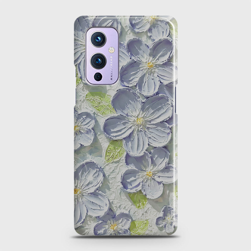 OnePlus 9  Cover - Floral Series - Design 12 - Purple & Green - Matte Finish - Snap On Hard Case with LifeTime Colors Guarantee