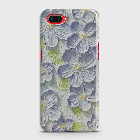 Oppo A3S Cover - Floral Series - Design 12 - Purple & Green - Matte Finish - Snap On Hard Case with LifeTime Colors Guarantee