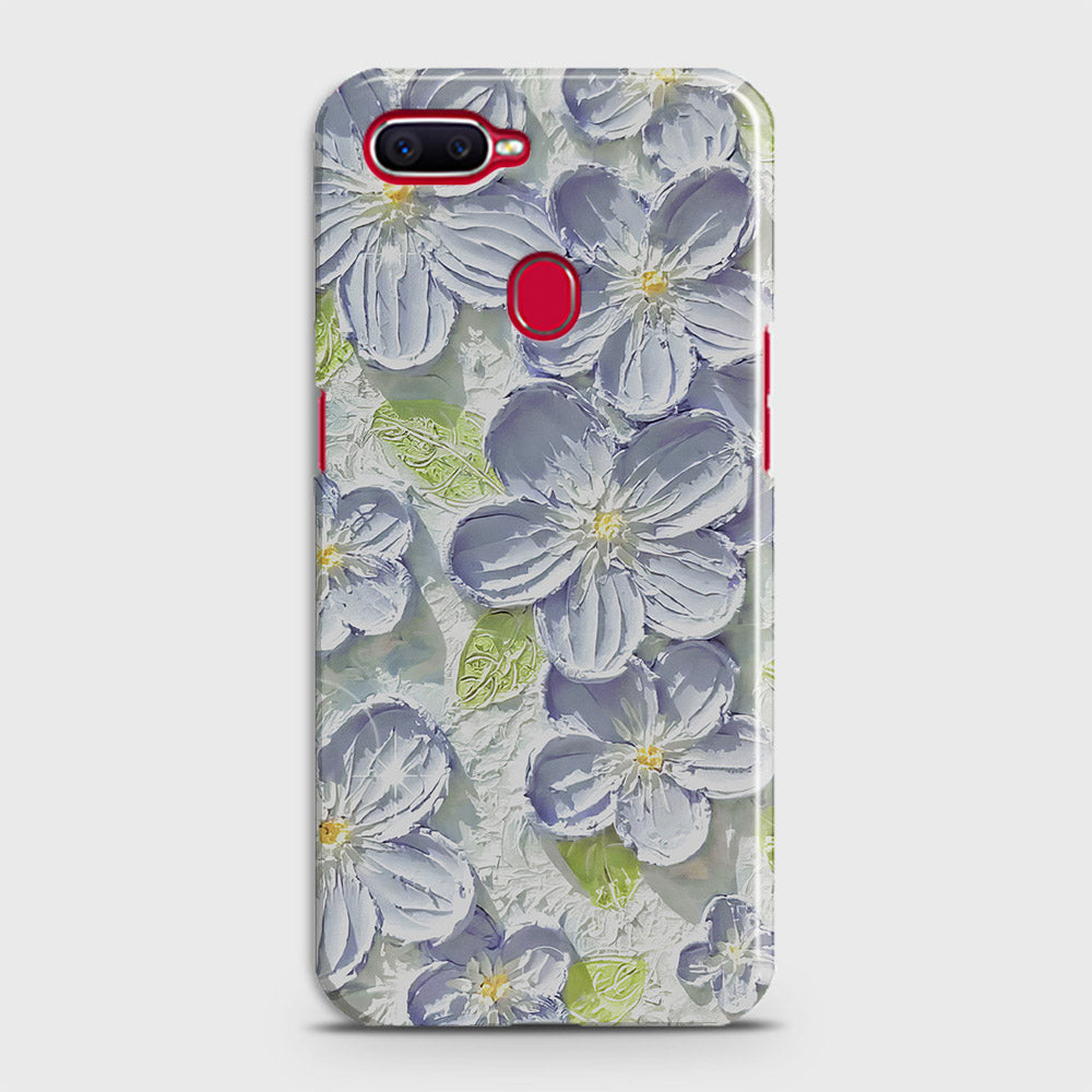 Oppo A7 Cover - Floral Series - Design 12 - Purple & Green - Matte Finish - Snap On Hard Case with LifeTime Colors Guarantee