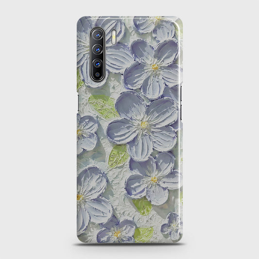 Oppo Reno 3 Cover - Floral Series - Design 12 - Purple & Green - Matte Finish - Snap On Hard Case with LifeTime Colors Guarantee (Fast Delivery)