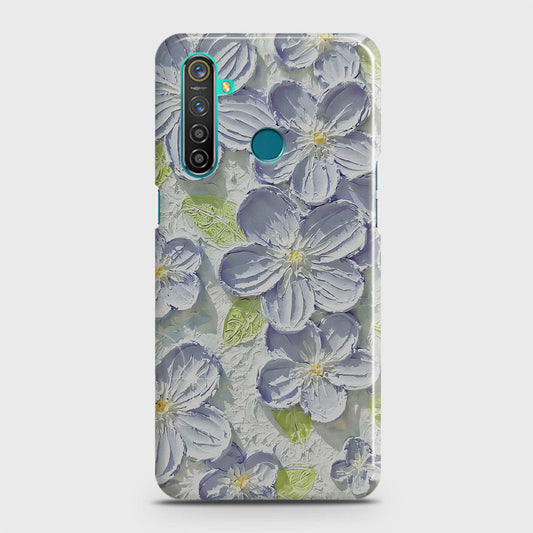 Realme 5 Cover - Floral Series - Design 12 - Purple & Green - Matte Finish - Snap On Hard Case with LifeTime Colors Guarantee